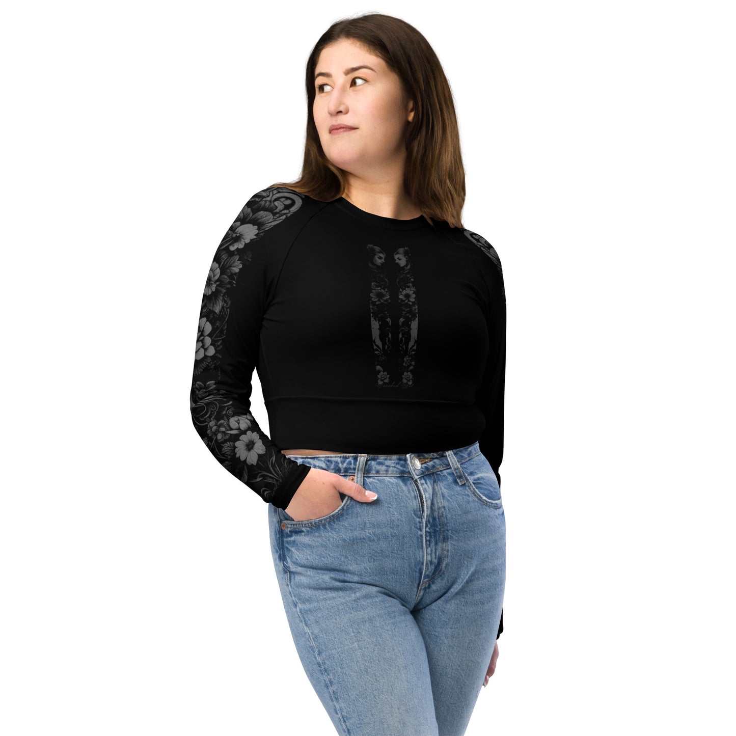 Recycled long-sleeve crop top