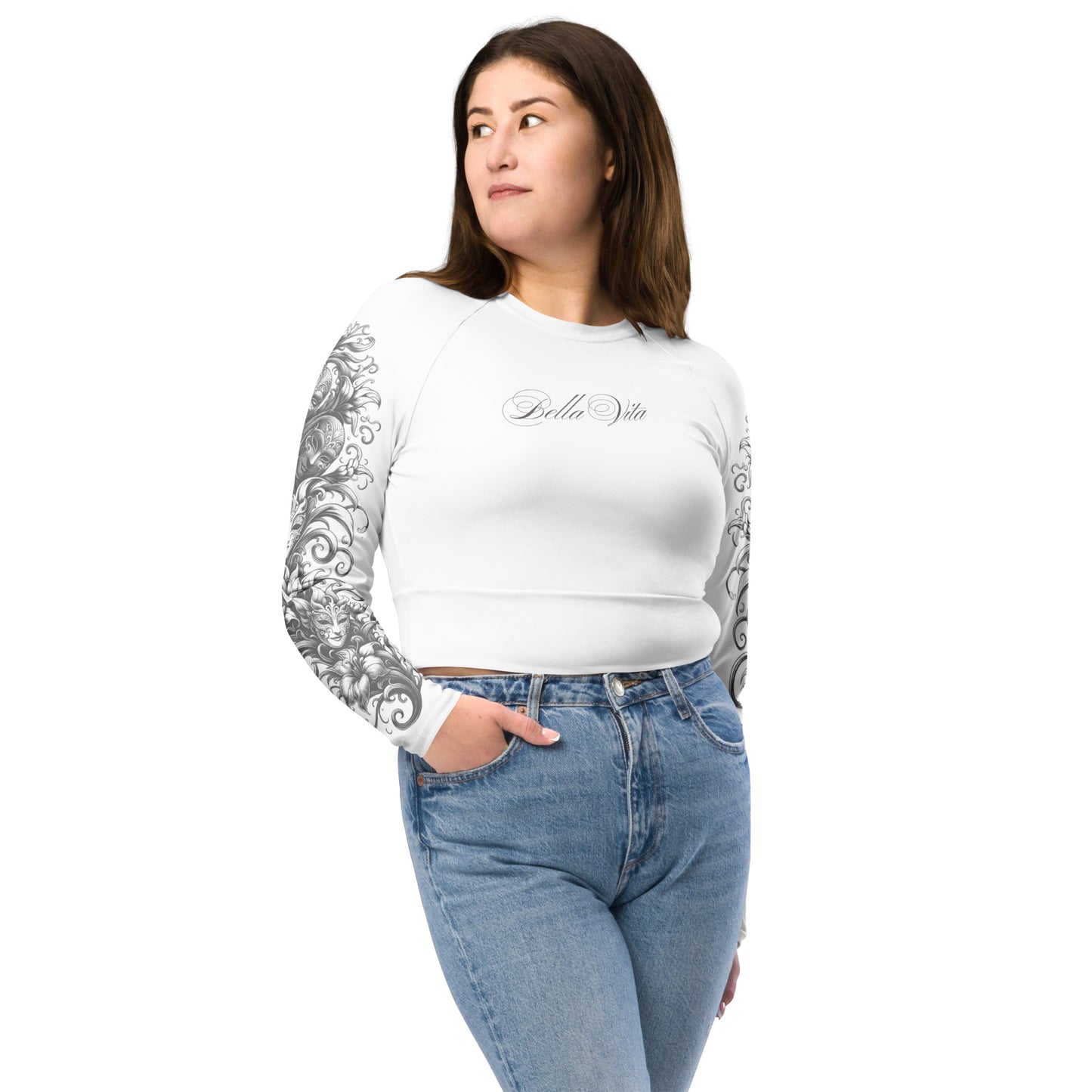 Recycled long-sleeve crop top
